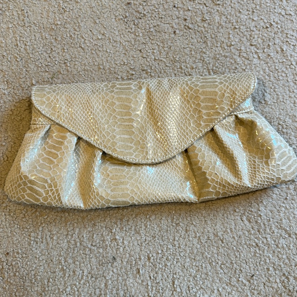 Faux snakeskin clutch